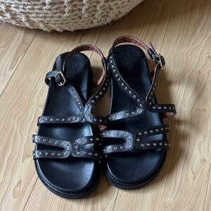 NWOT Bared Footwear kiwi  Black Studded Leather Sandals